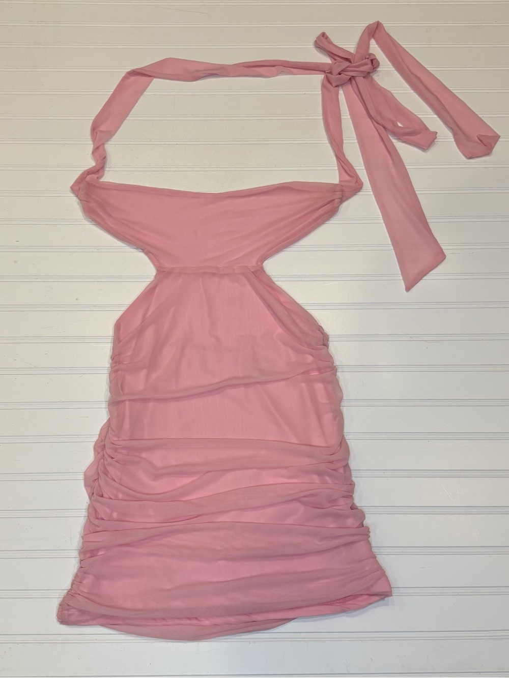 Backless Pink Halter Mini Dress